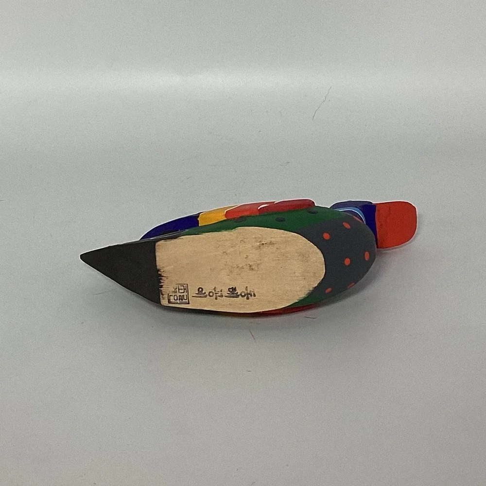 Vintage Hand Painted Wooden Korean Wedding Ducks‎ Collectible Pair by Donghae